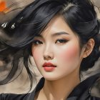 Portrait of a Young Woman with Abstract Background