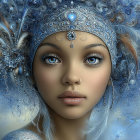 Young Woman in Elaborate Attire and Vibrant Headpiece