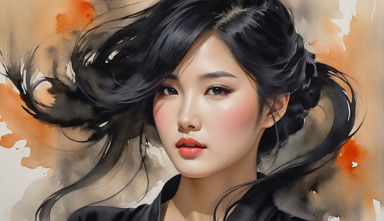 Portrait of a Young Woman with Abstract Background