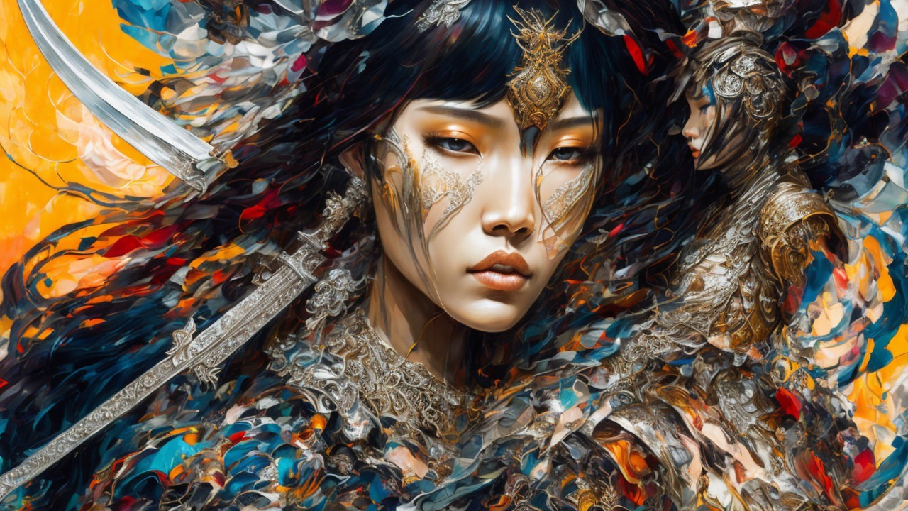 Fantasy Portrait of a Woman with Adornments and Armor