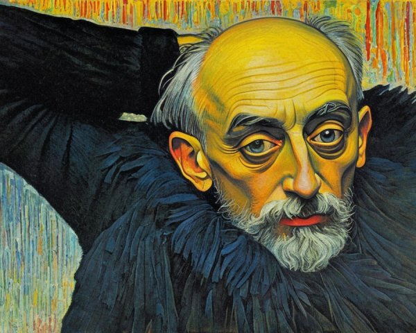 Portrait of an Older Man with Vibrant Abstract Background