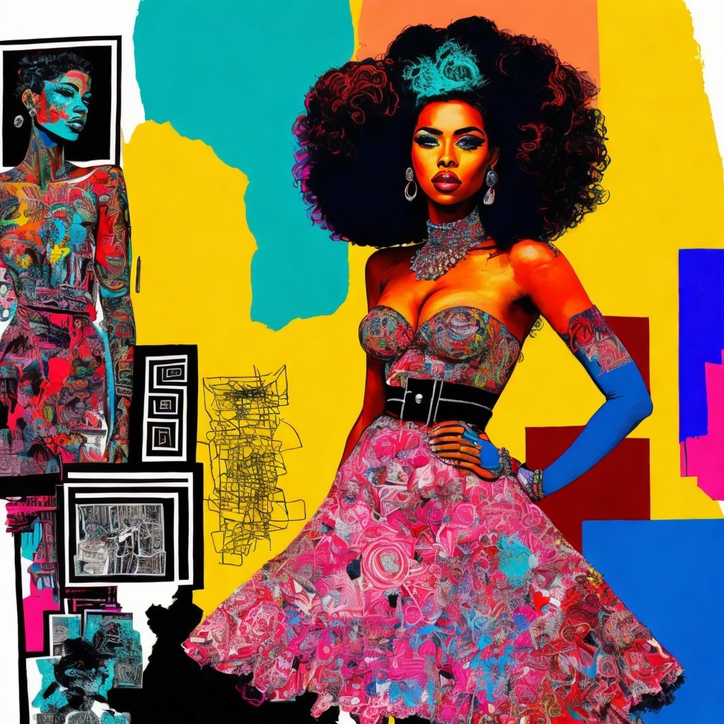 Colorful Digital Illustration of Woman with Afro Hairstyle