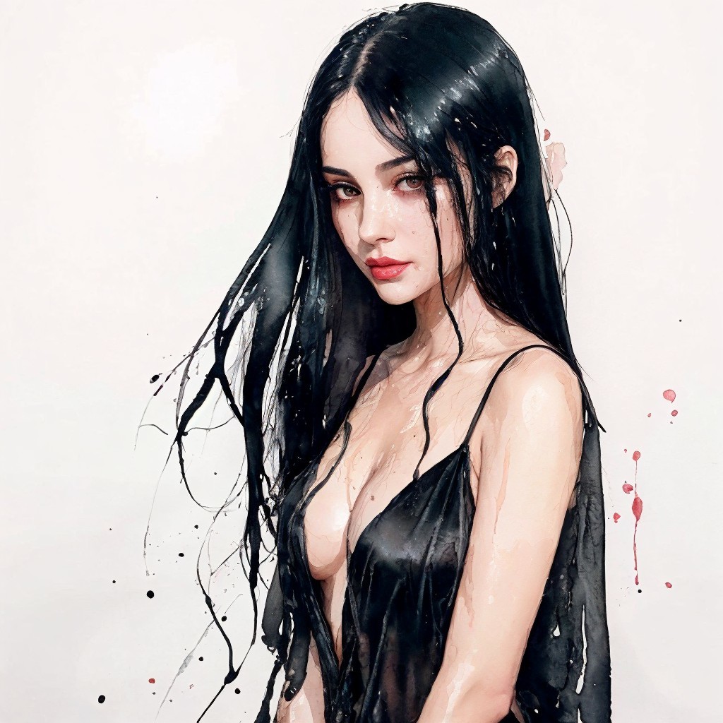 Portrait of a Young Woman in Sheer Black Dress