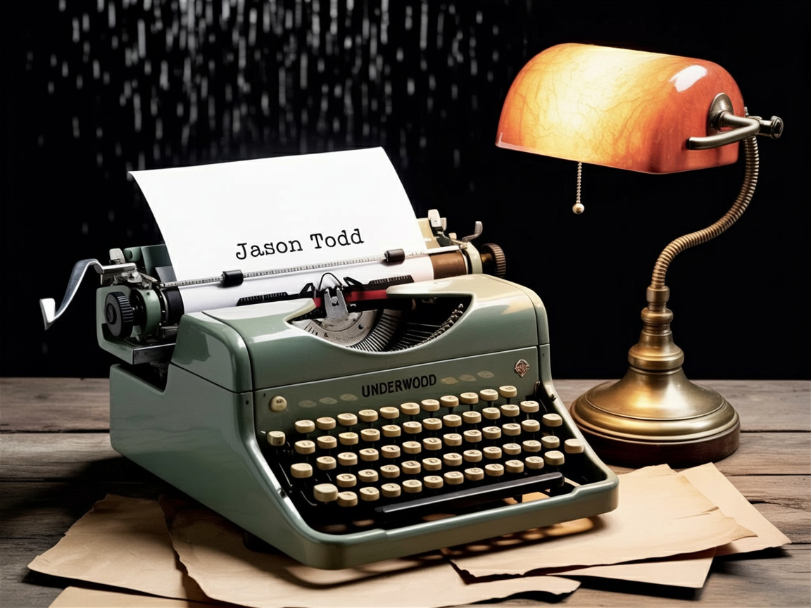Vintage Underwood Typewriter on Wooden Desk Scene