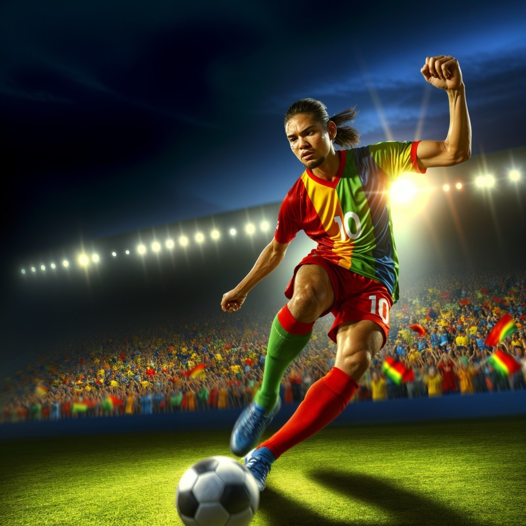 Dynamic Soccer Player in Vibrant Jersey on Field