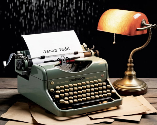 Vintage Underwood Typewriter on Wooden Desk Scene