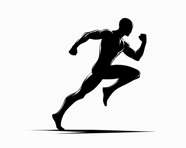 Dynamic Silhouette of a Running Figure in Motion