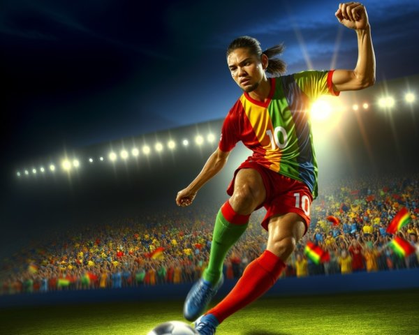 Dynamic Soccer Player in Vibrant Jersey on Field