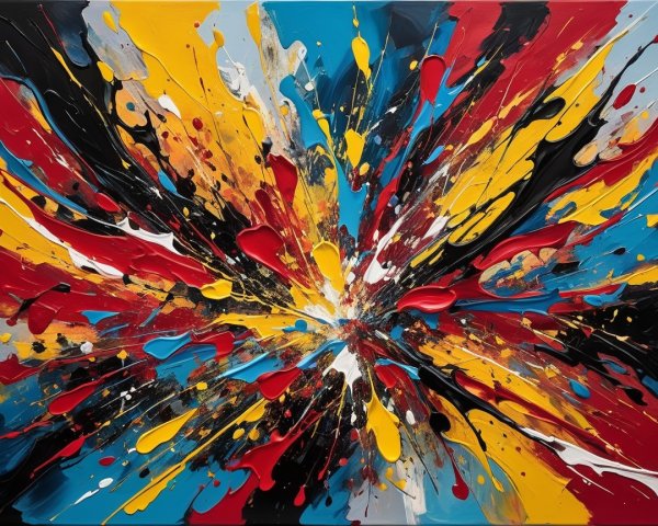 Vibrant Abstract Painting with Bold Color Dynamics