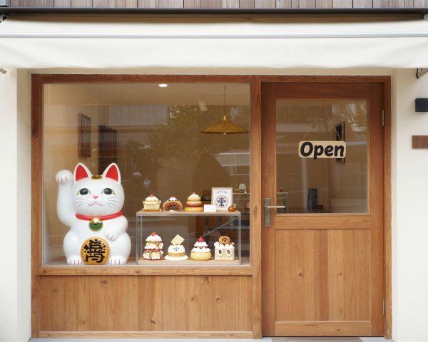 Charming Japanese Bakery Storefront with Awning
