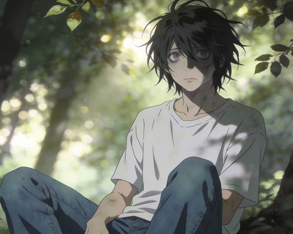 Anime Illustration of Young Man with Melancholic Expression