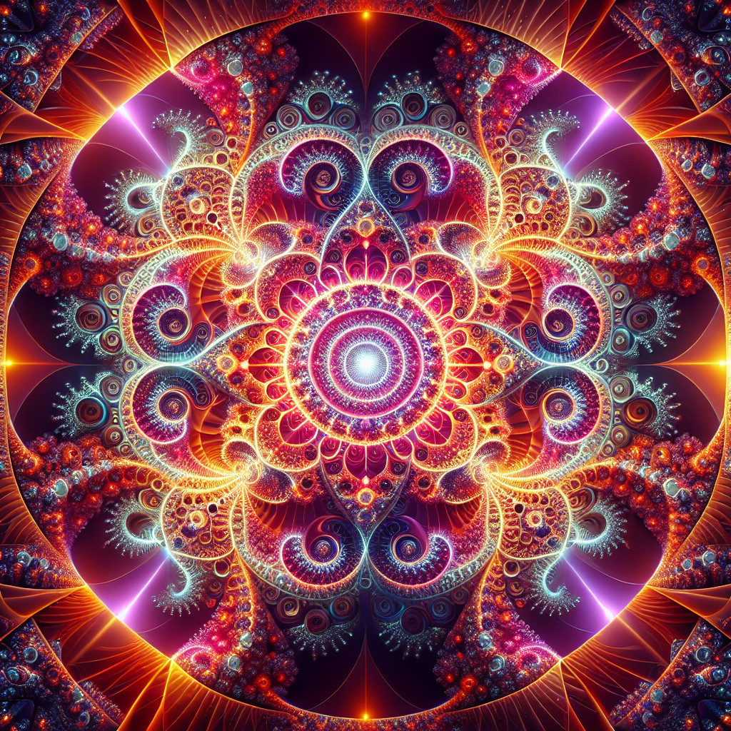 Vibrant Fractal Design with Swirling Patterns and Colors