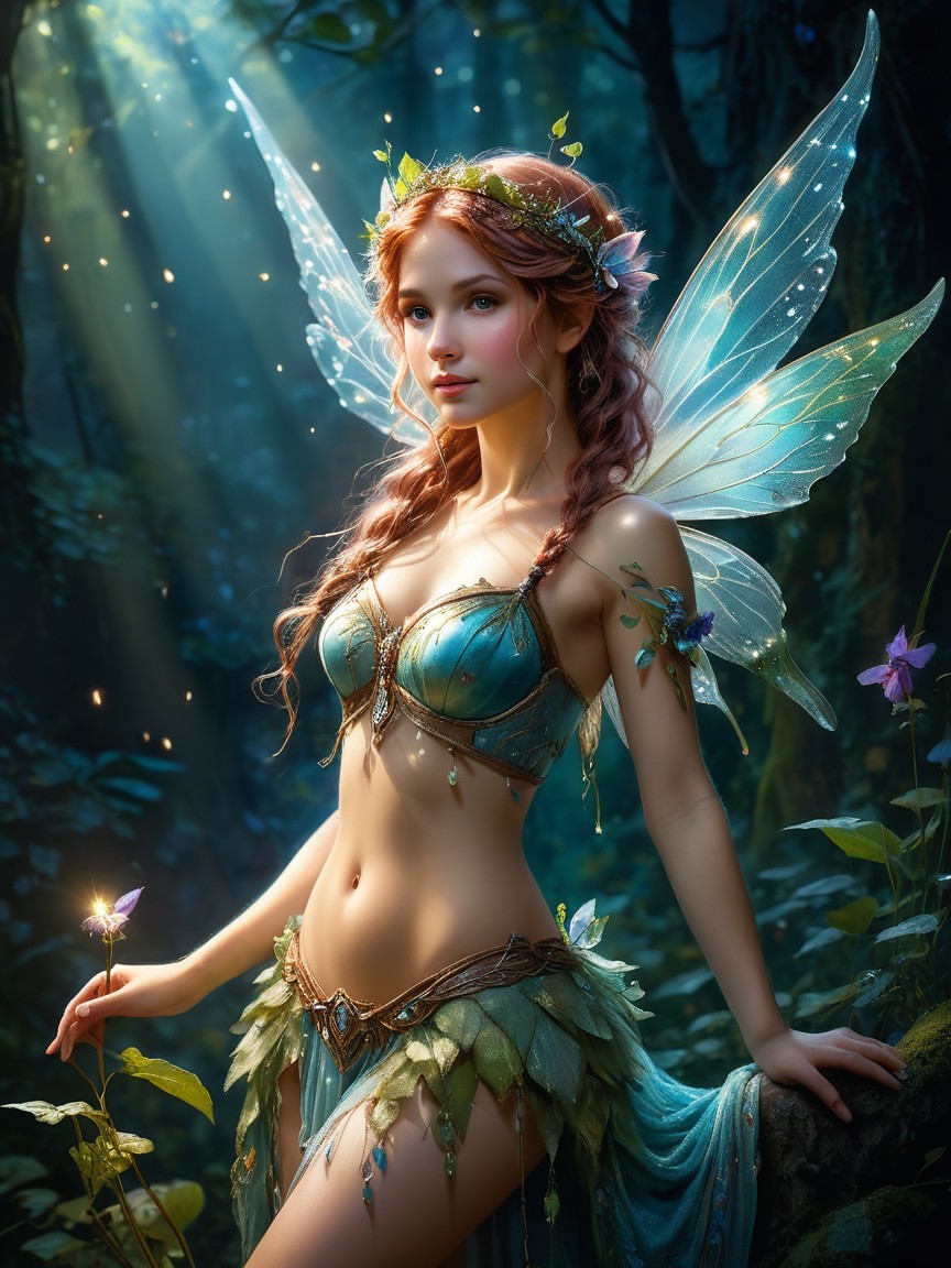 Detailed Full-Body Shot of a Young Fairy