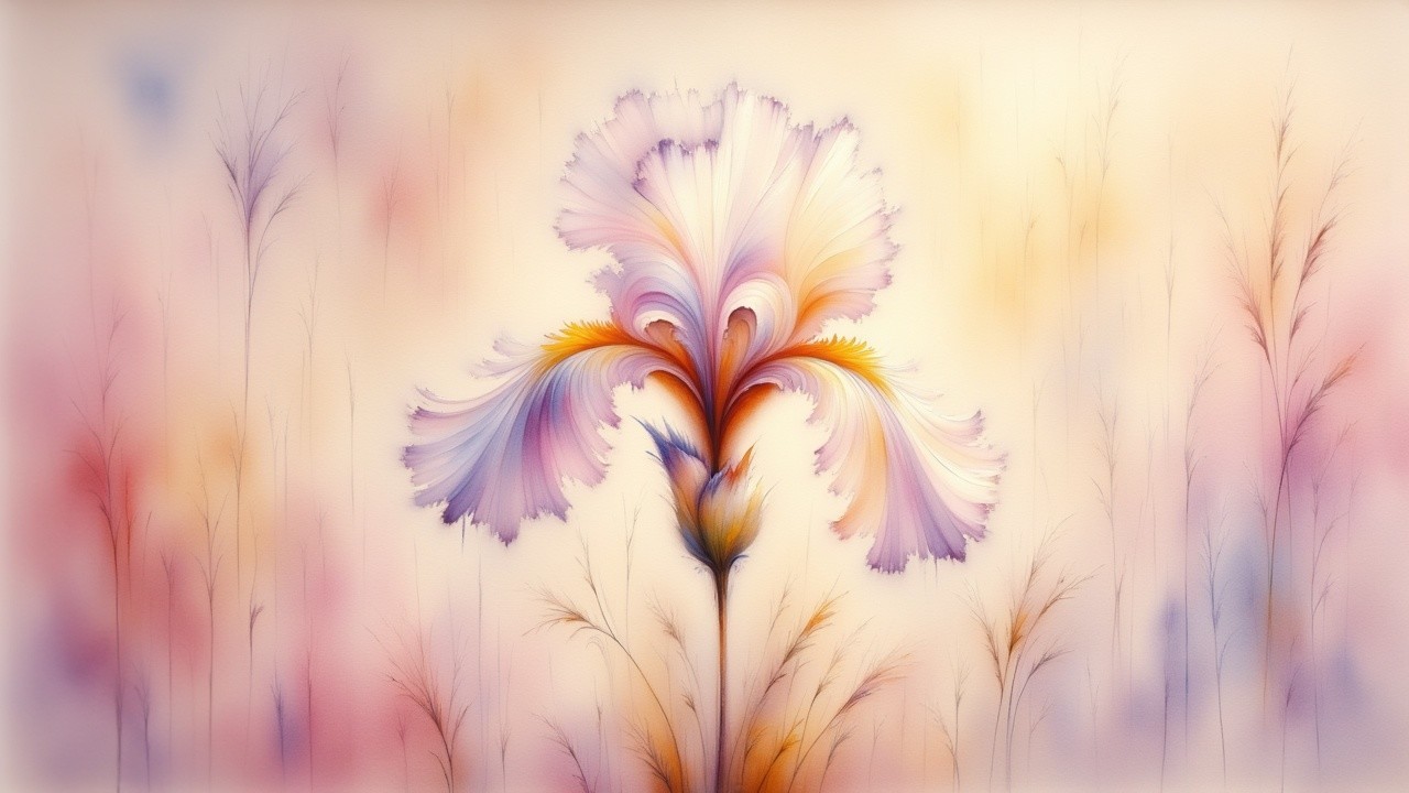 Stylized pastel flower with elegant petals and background