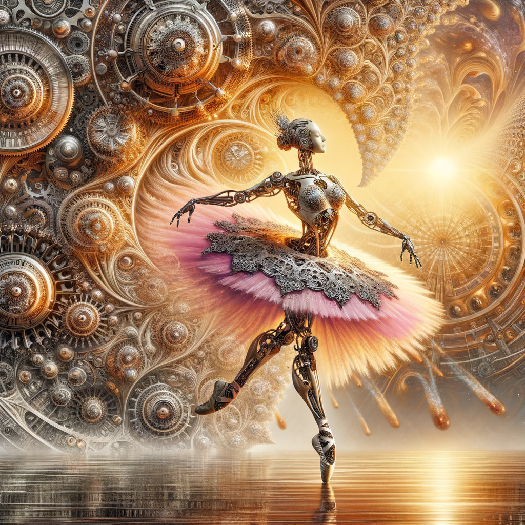 Steampunk Robot Ballerina in Intricate Setting