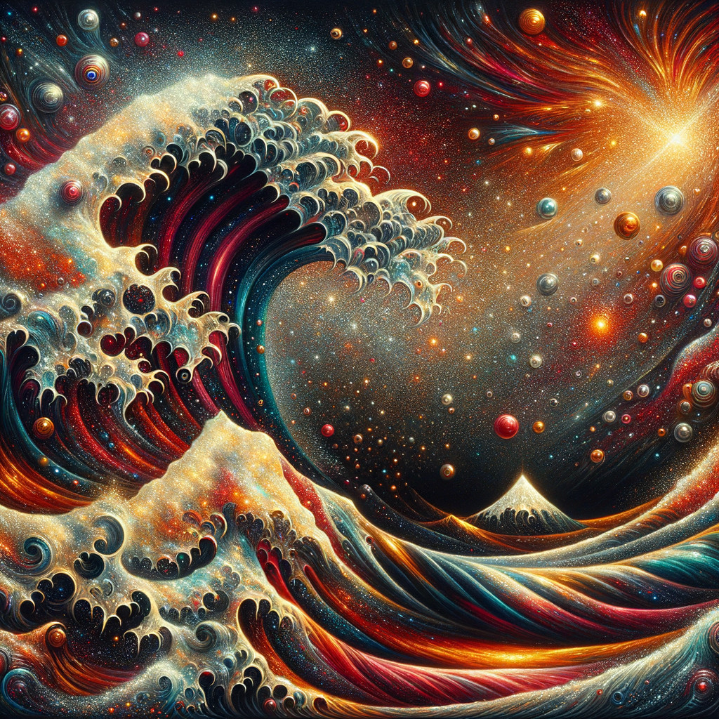 Stylized Ocean Wave in Cosmic Digital Painting