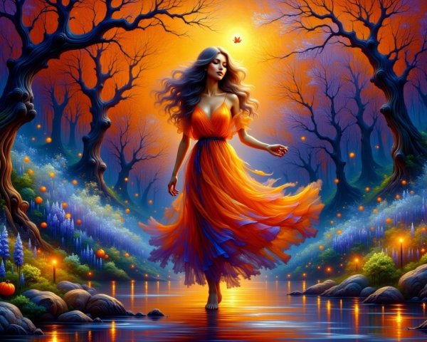 Mystical Twilight Scene in an Enchanted Forest