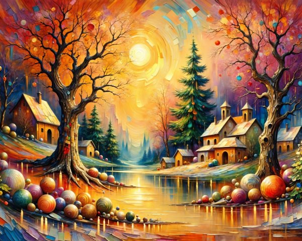 Vibrant Autumn Landscape with Colorful Trees and River