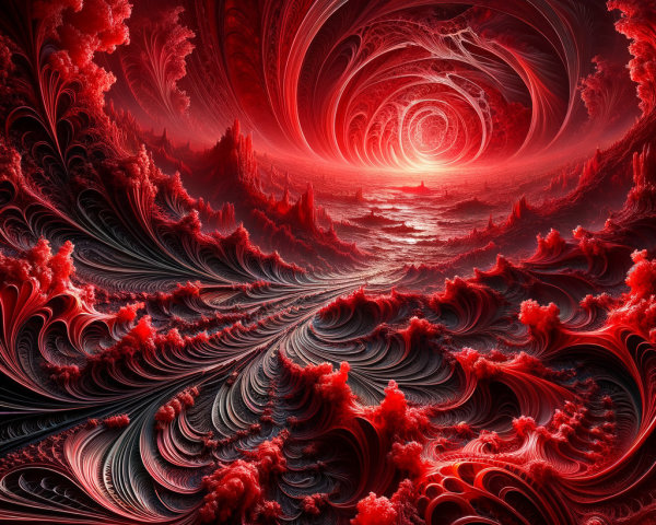 Surreal 3D Dreamscape with Vibrant Colors and Vortex