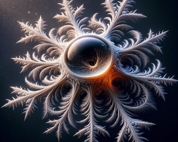 Ornate Fractalline Snowflake with Glossy Core Detail