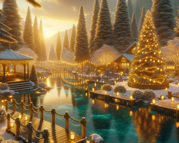Enchanting Winter Wonderland with Christmas Village Scene