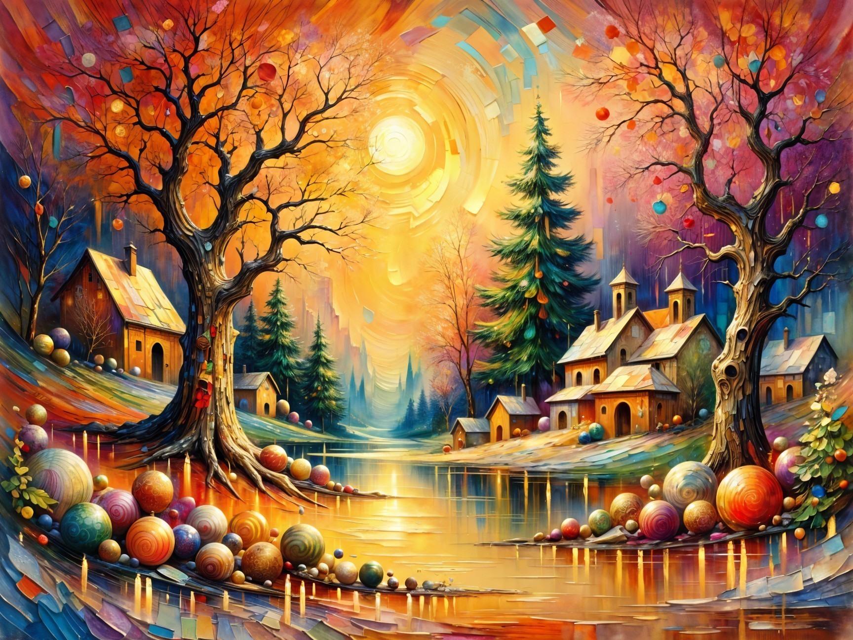 Vibrant Autumn Landscape with Colorful Trees and River