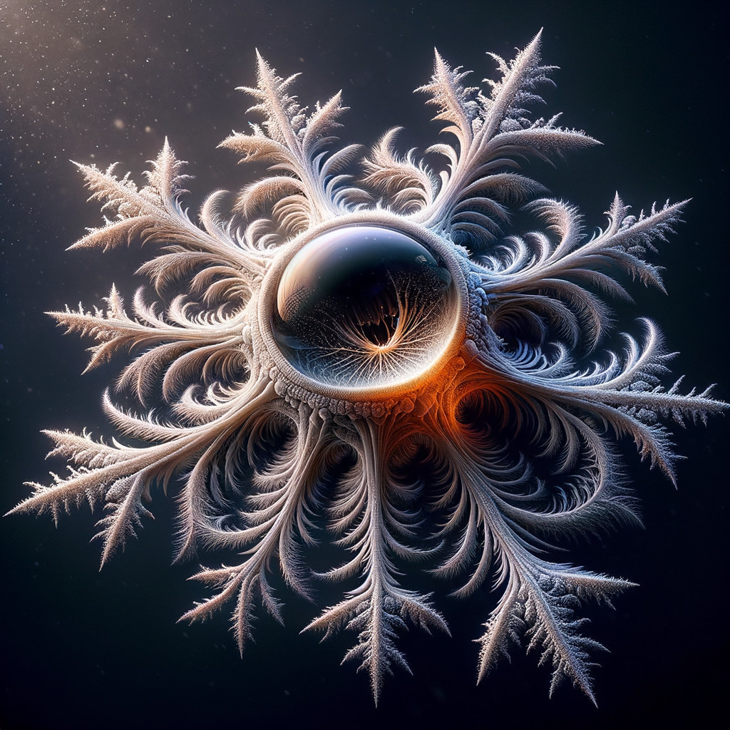 Ornate Fractalline Snowflake with Glossy Core Detail