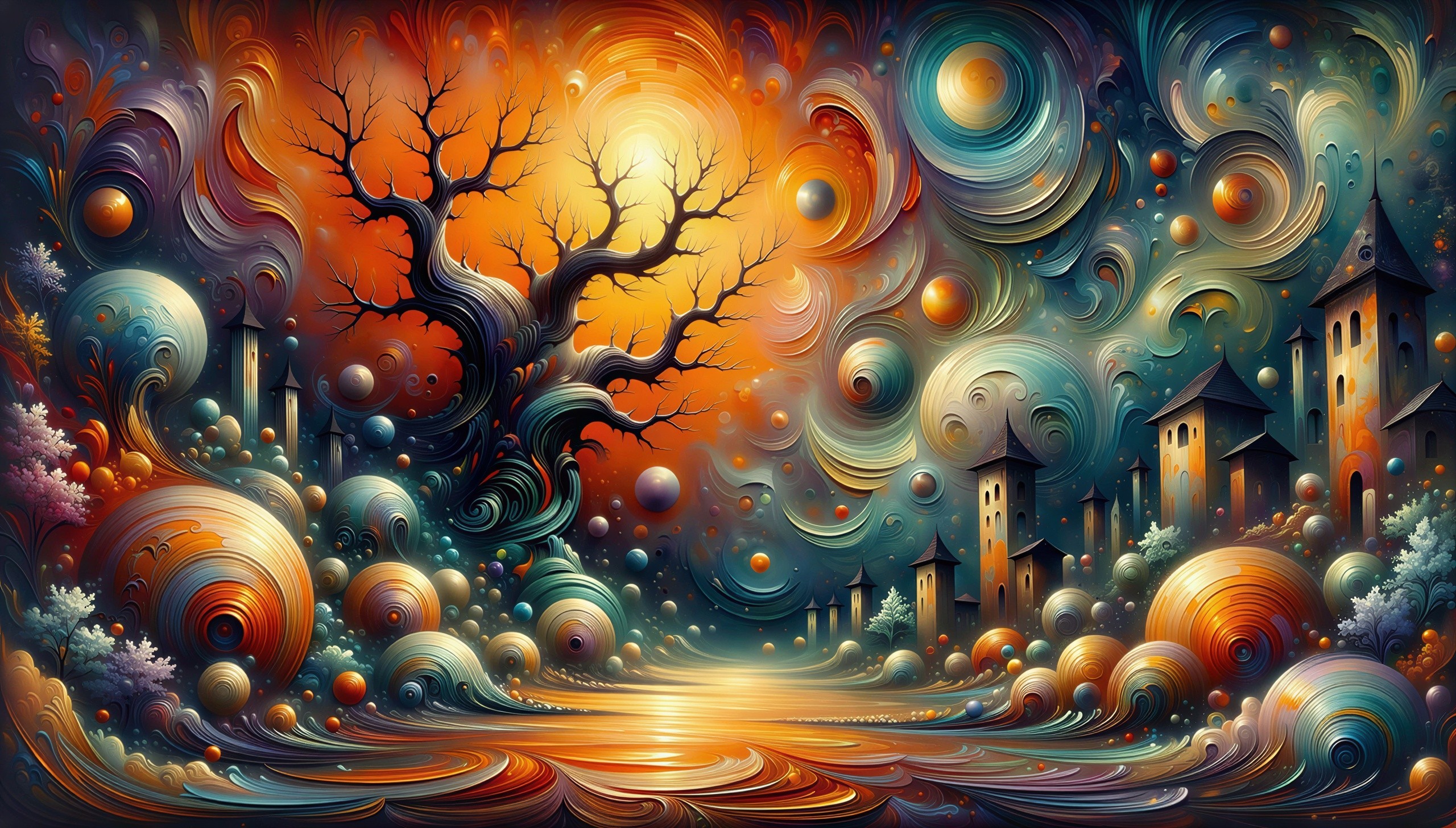 Ethereal Dreamscape Digital Painting of Fantasy Cityscape