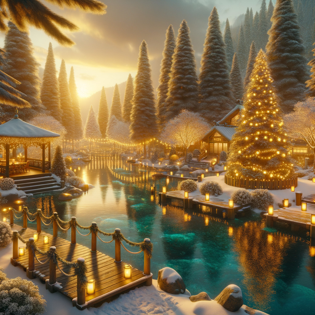 Enchanting Winter Wonderland with Christmas Village Scene
