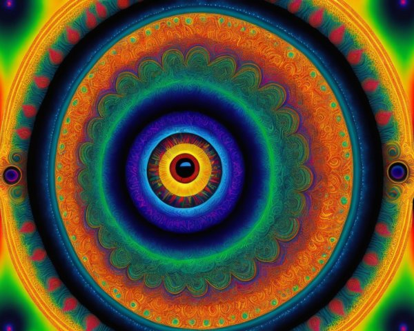 Psychedelic Mandala Design with Colorful Patterns