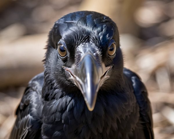 Close-Up of a Raven's Striking Features and Plumage