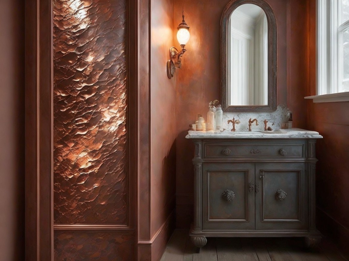 Stylish Bathroom with Vintage Vanity and Marble Countertop