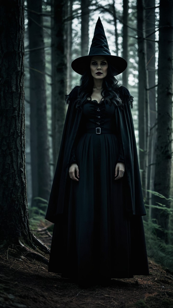 Mysterious Figure in a Misty Forest Setting