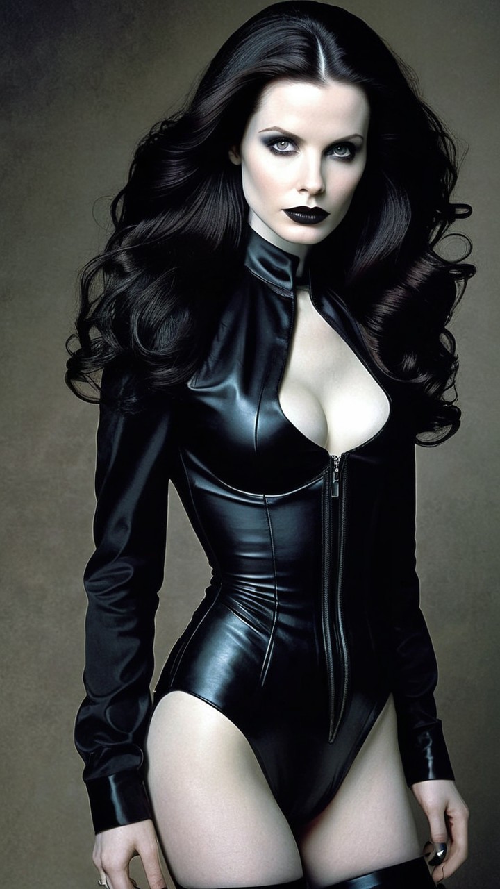 Confident Figure in Black Leather Outfit with Edgy Style