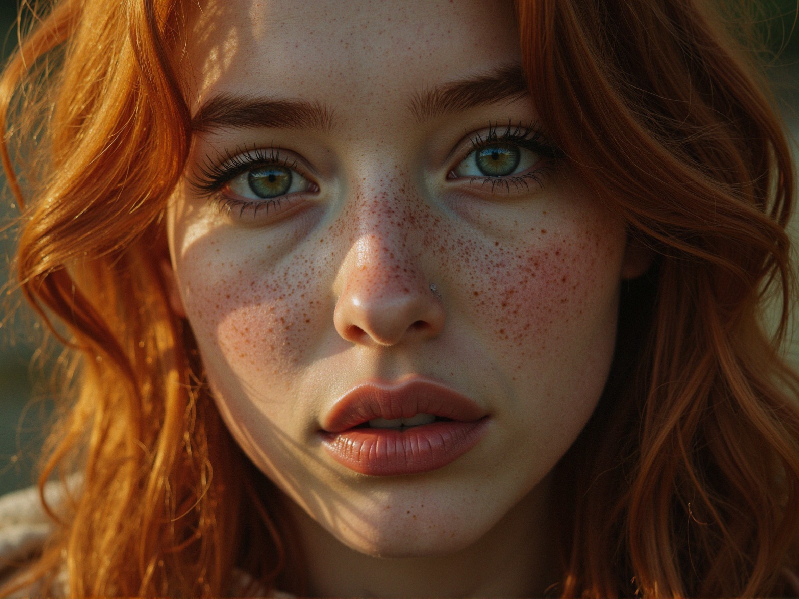 Close-up Portrait of a Young Person with Red Hair