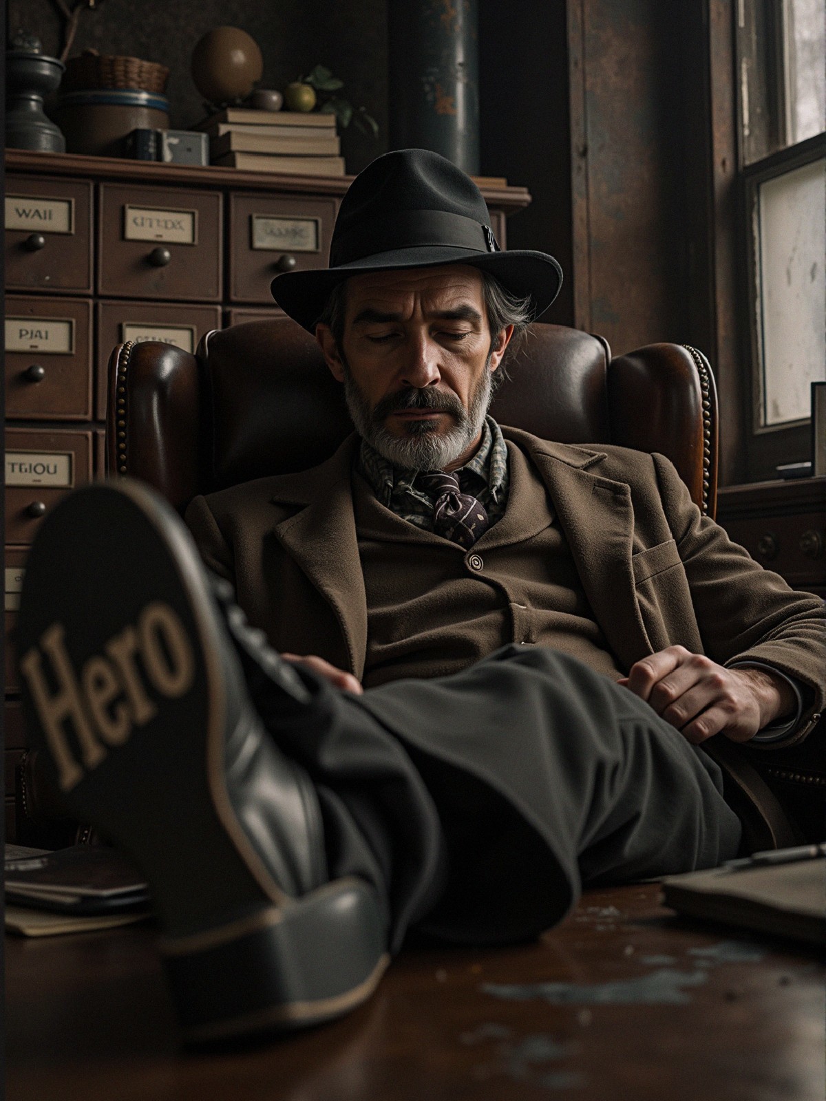 Distinguished Man in Vintage Office Setting with Style