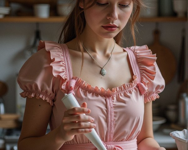 Young Woman Preparing Soup in Cozy Kitchen Setting