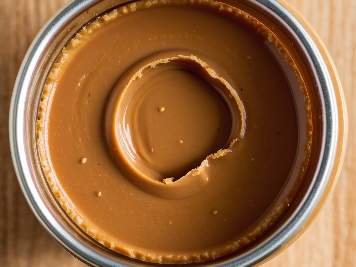 Close-Up of Creamy Caramel Spread in a Jar