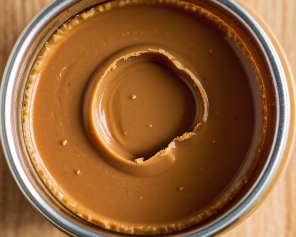 Close-Up of Creamy Caramel Spread in a Jar