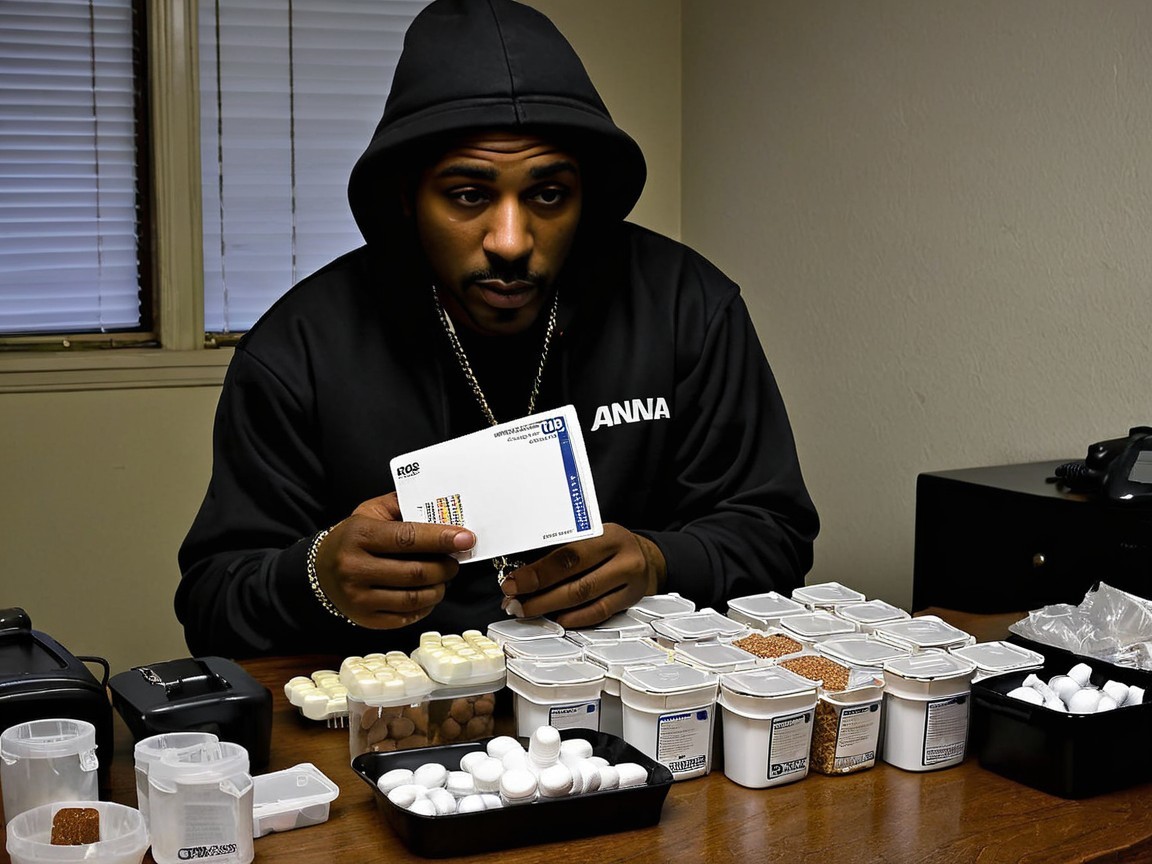 Man in Black Hoodie Examines Medication at Table