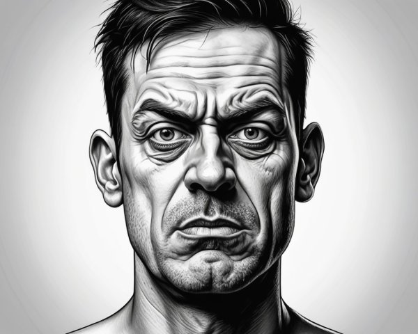 High-Contrast Portrait of a Stern Man's Expression