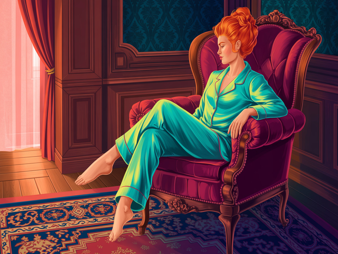 Woman with Red Hair in Luxurious Room Setting
