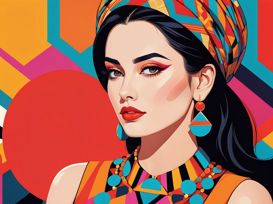 Portrait of a Woman with Bold Makeup and Colors