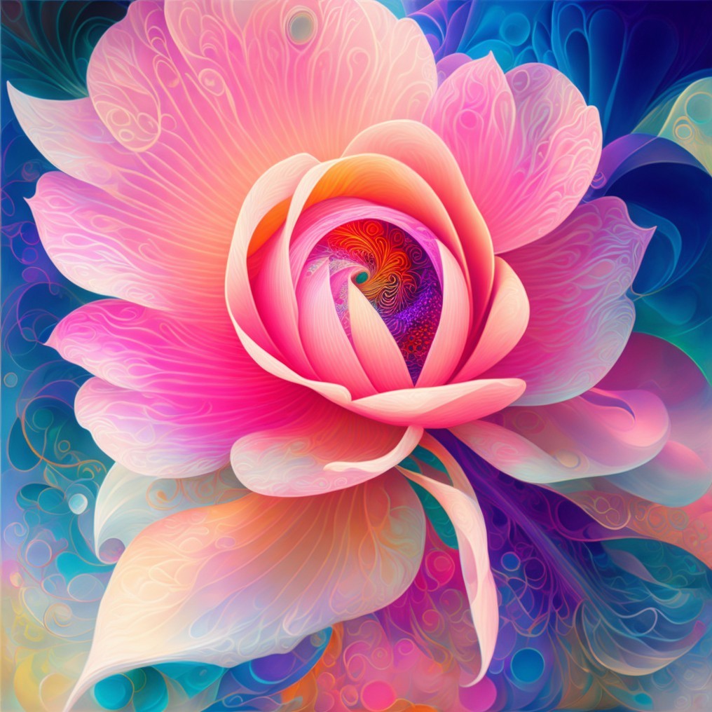 Vibrant Flower with Intricate Petals and Ethereal Background
