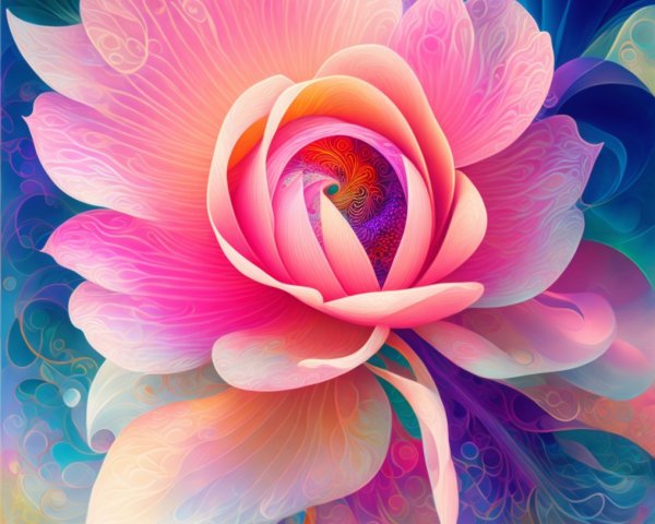 Vibrant Flower with Intricate Petals and Ethereal Background