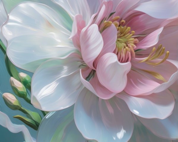 Close-Up of Delicate Pink and White Blossom