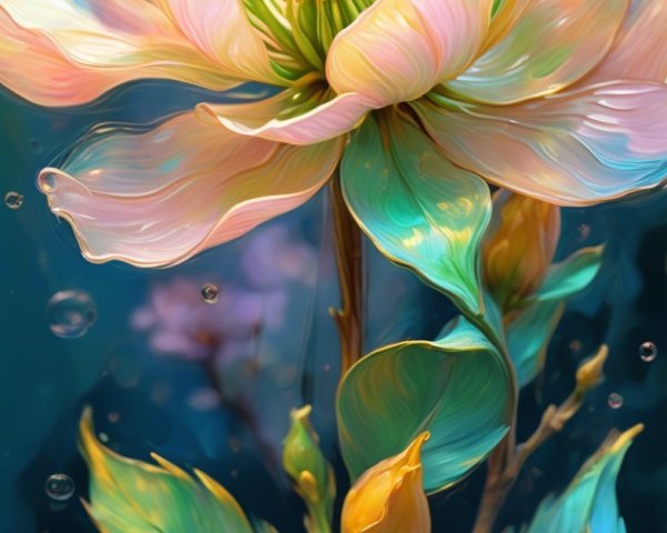 Mystical Hybrid Flower with Ethereal Petals and Stamens