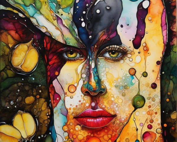 Vibrant Abstract Portrait with Colorful Swirls