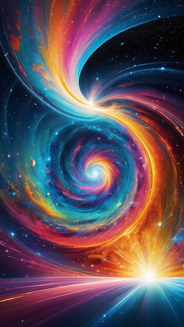 Vibrant Cosmic Swirl of Colors and Stars in Space