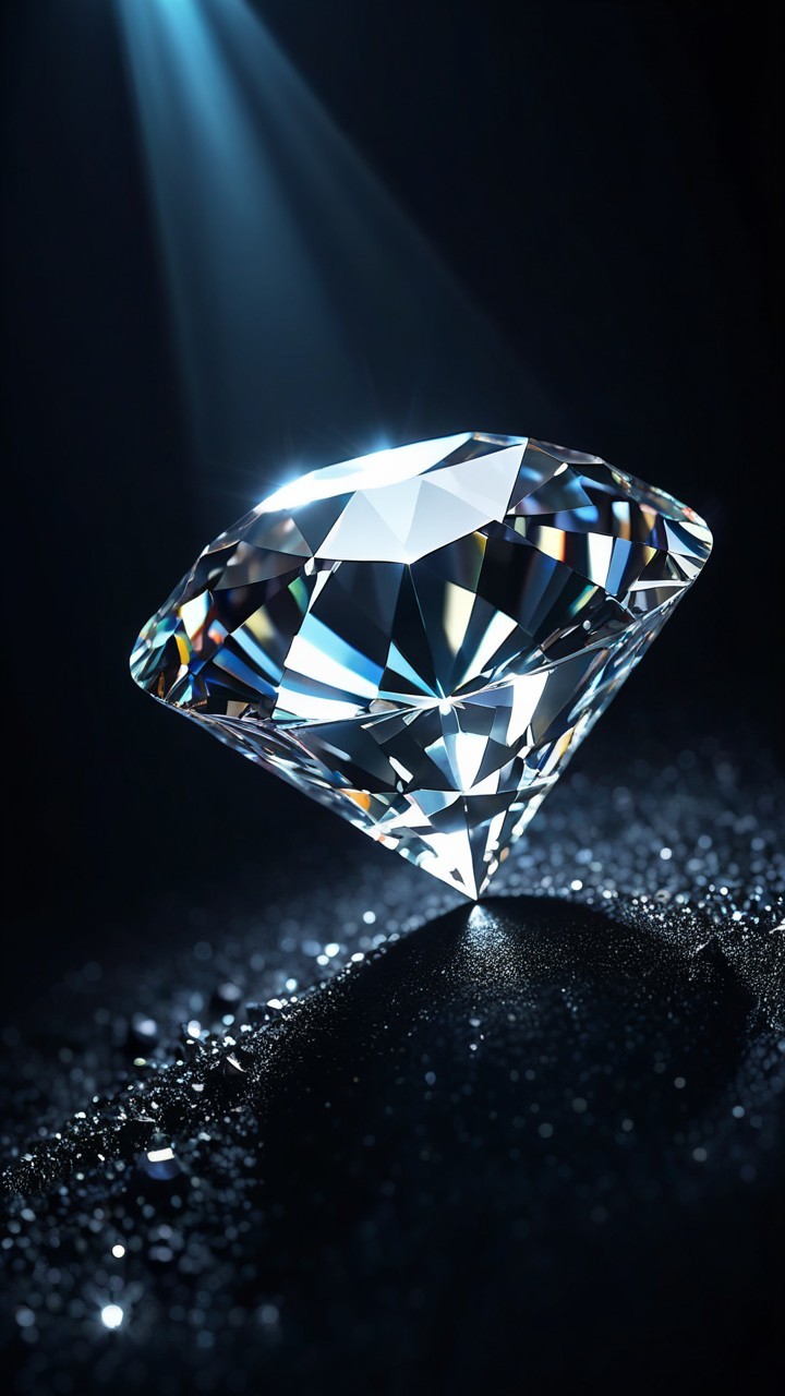 Brilliantly Cut Diamond on Dark Textured Surface